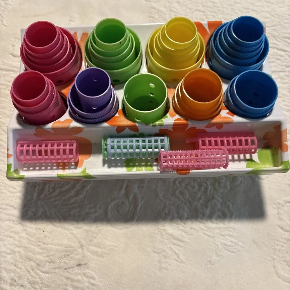 Lady Ellen Vintage Hair Rollers Curlers Klippies Flower Box